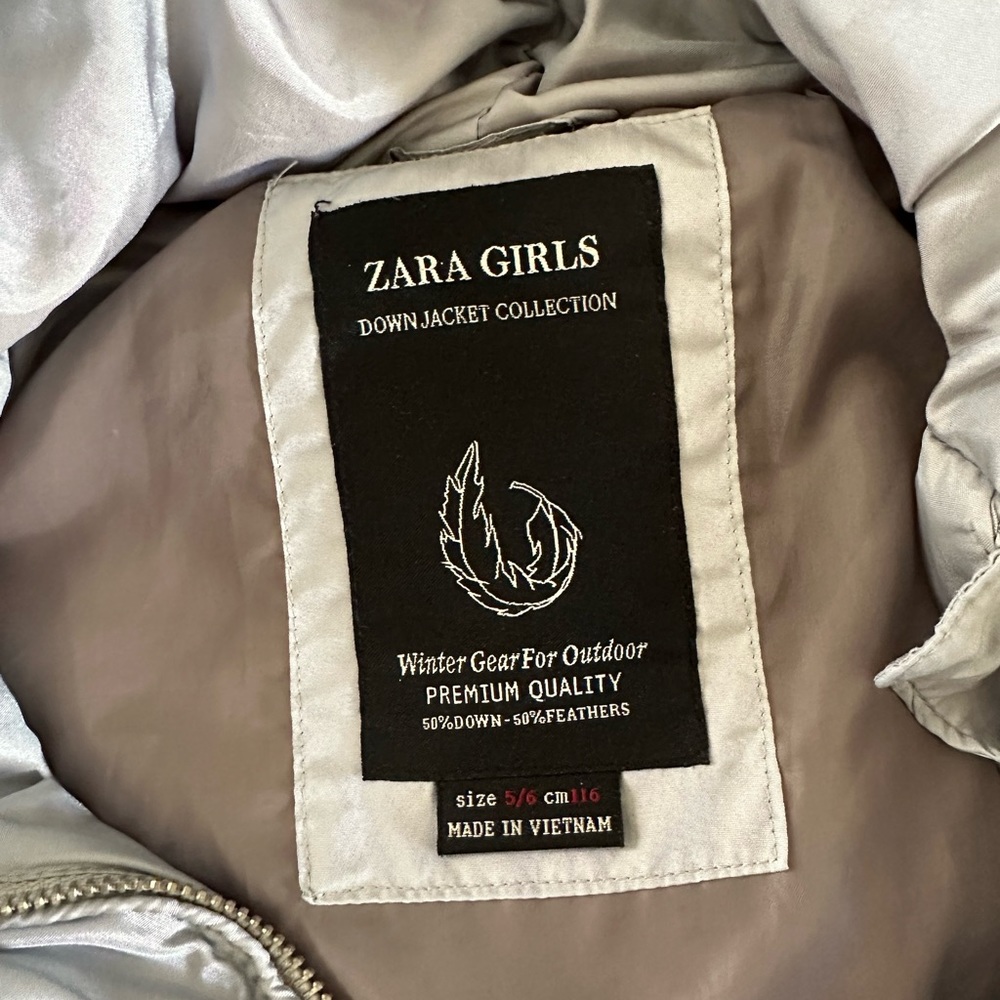 Zara Light Gray Puffer Jacket with Hood - Picture 3 of 3